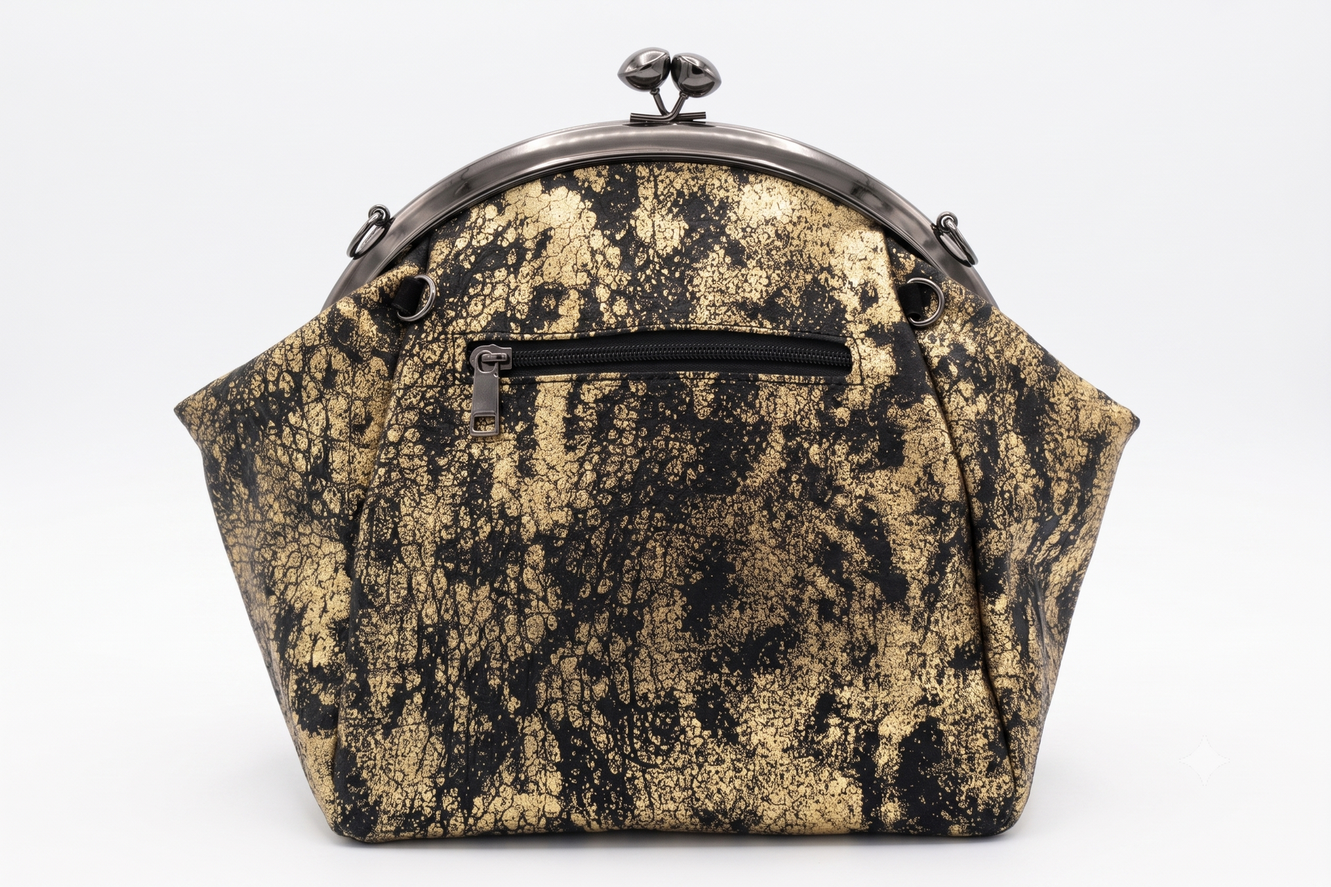 CLASSY GOLD & BLK SATCHEL