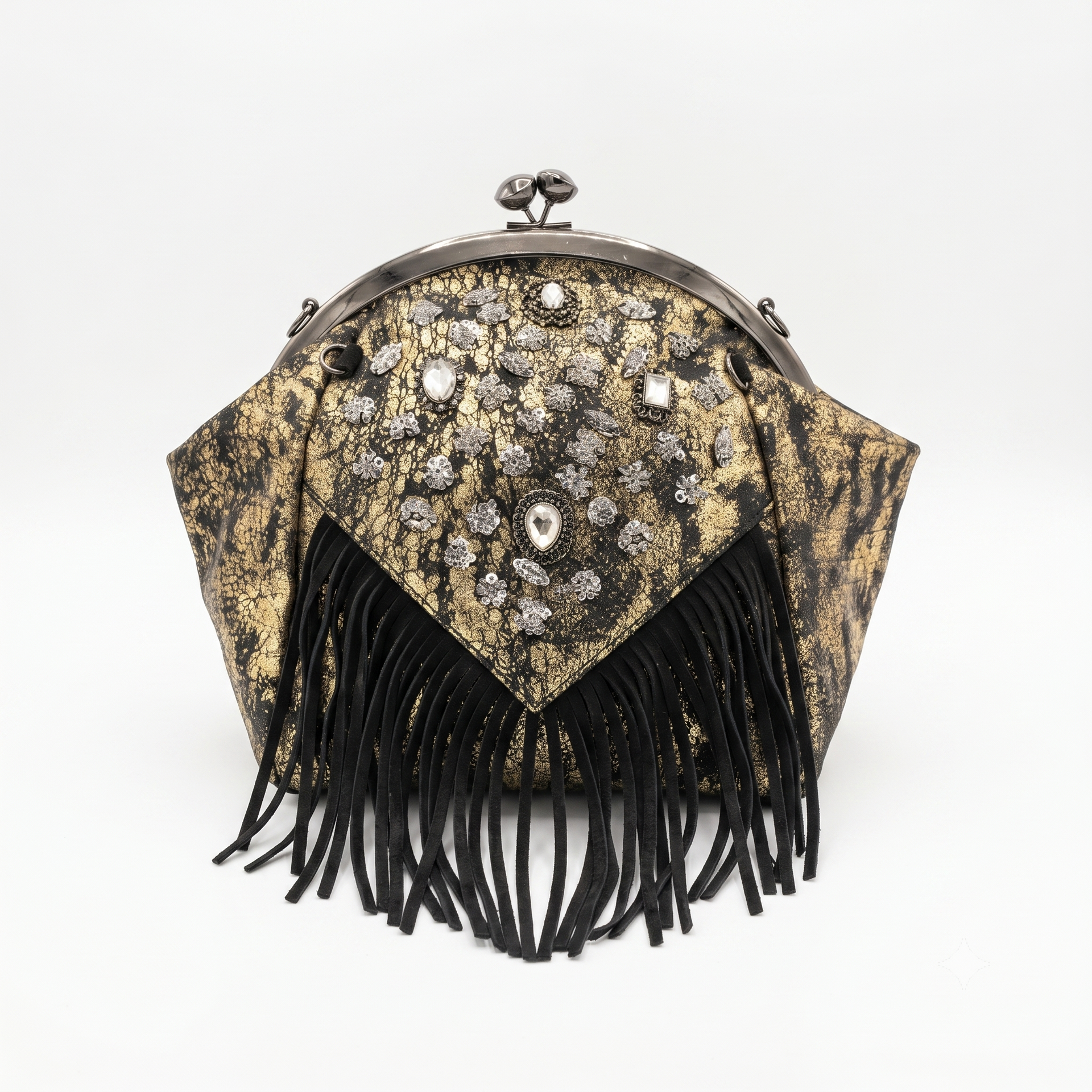 CLASSY GOLD & BLK SATCHEL